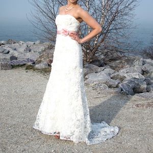 Oleg Cassini Blush Floral Wedding Dress